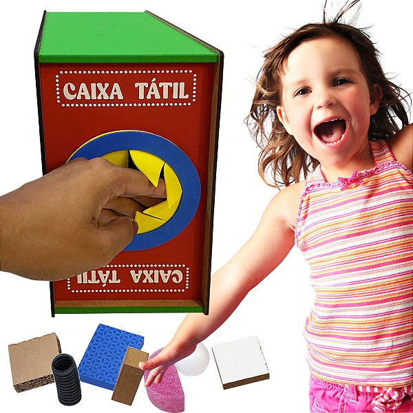 Caixa Tátil Brinquedo Pedagógico Educativo MDF