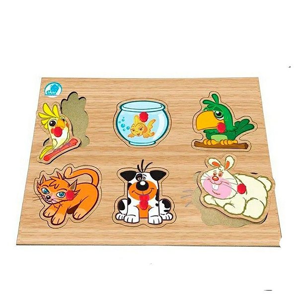 Brinquedos Educativos Kit 4 Quebra-Cabeças de Animais Madeira