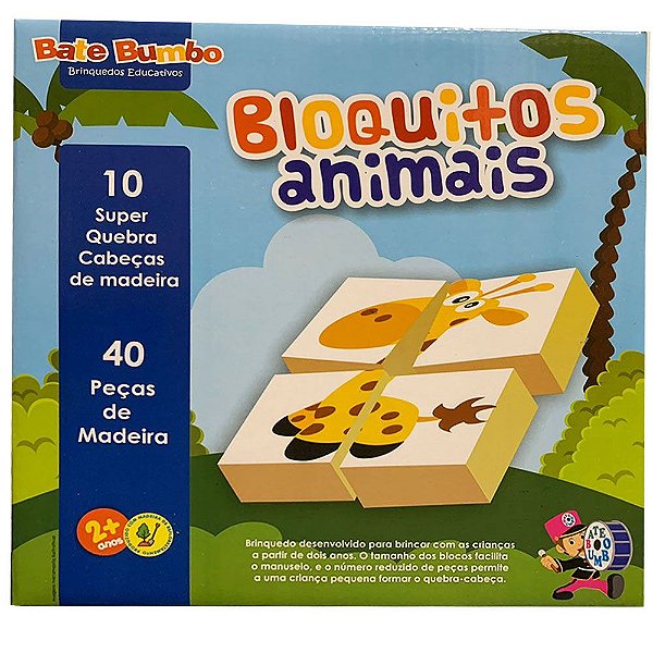 Quebra-Cabeça Bloquitos Animais Brinquedo Educativo - Tralalá 4 Kids