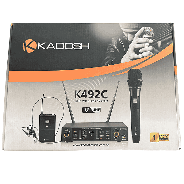 Microfone Kadosh K492C Sem Fio De Mão E Headset Com Receptor