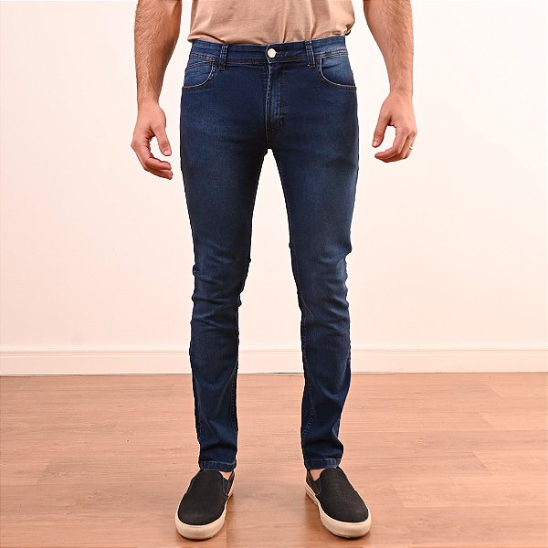 Calça Jeans Slim Masculina Estonada Com Elastano - emporioalex