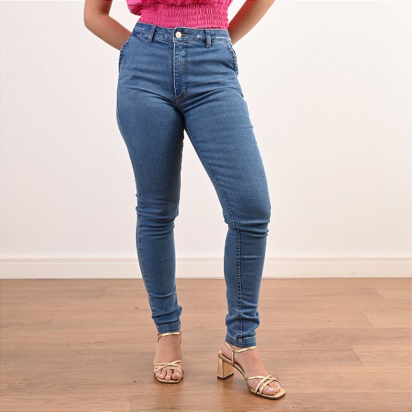 Calça Jeans Skinny Bolso Faca Feminina