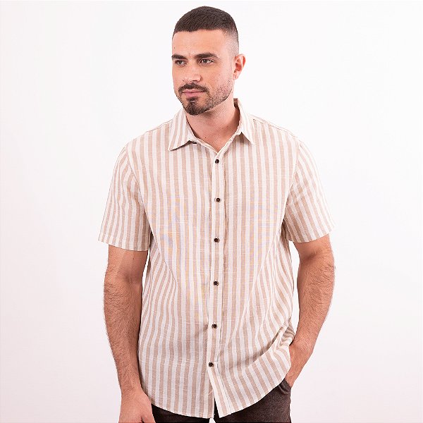 Camisa Listrada Em Viscose Masculina