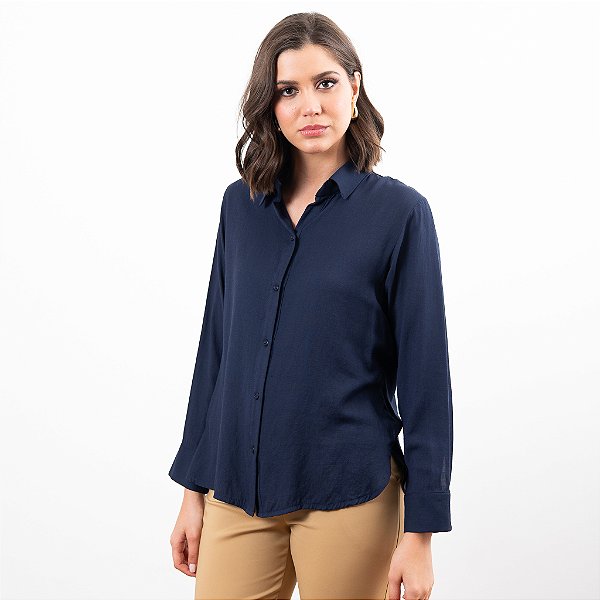 Camisa Manga Longa Em Viscose Feminina
