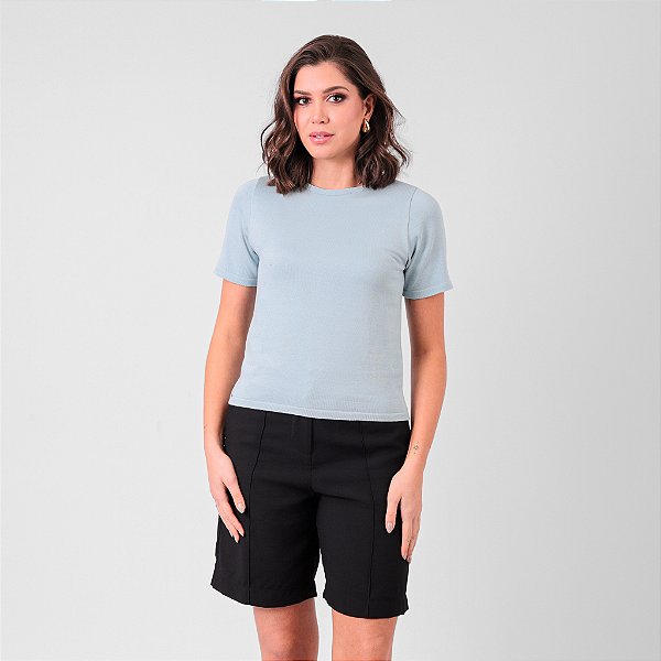 T-Shirt Manga Curta Básica Feminina
