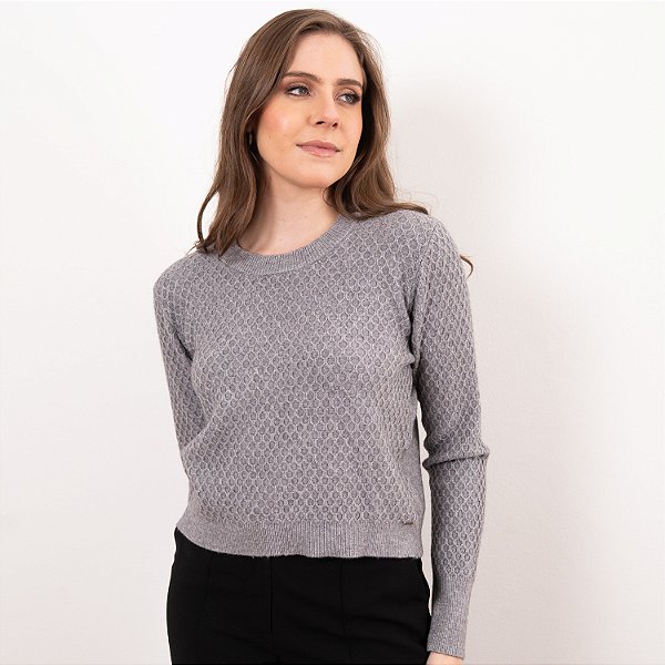 Blusa Tricot Textura Colmeia Feminina