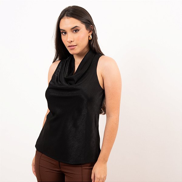 Blusa Sem Mangas Gola Degagê Feminina