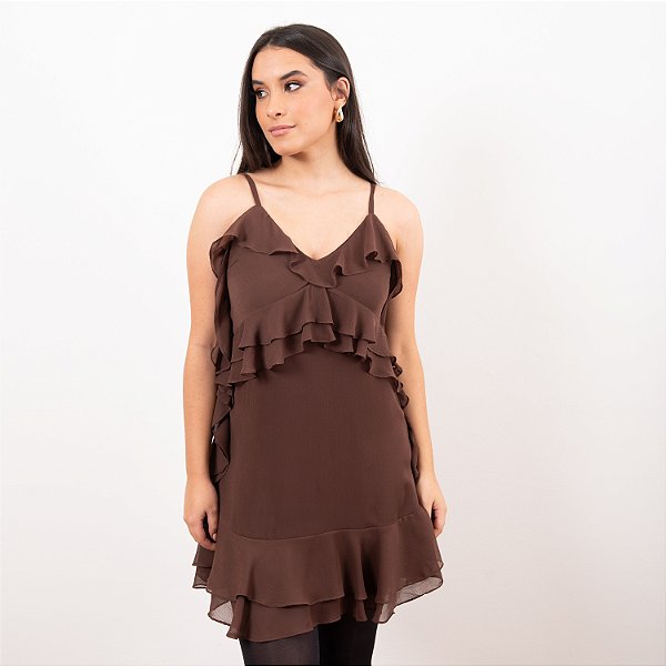 Vestido Alça Com Babados