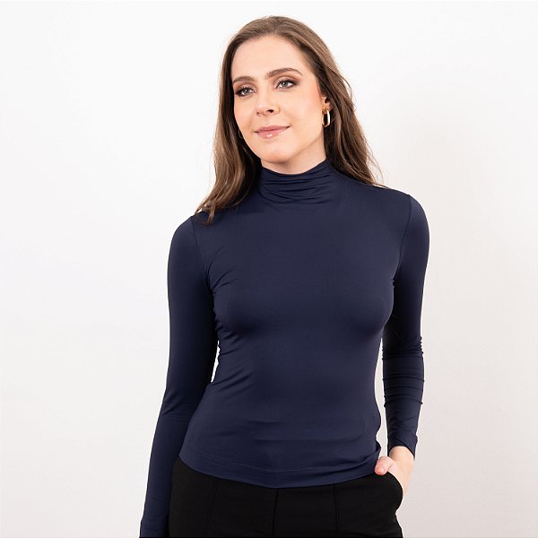 Blusa Manga Longa Com Gola Essencial Feminina