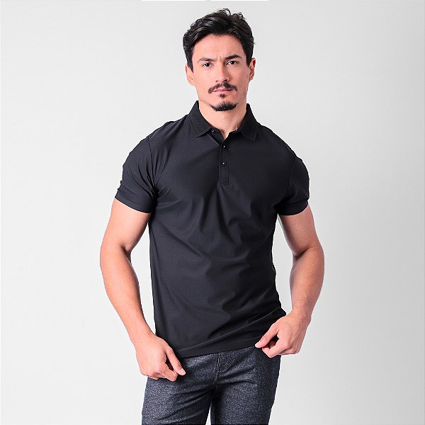 Polo Piquet Tech Com Gola Jacquard Masculina
