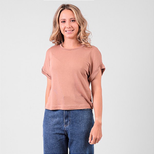 Blusa Gola Redonda Manga Morcego Feminina