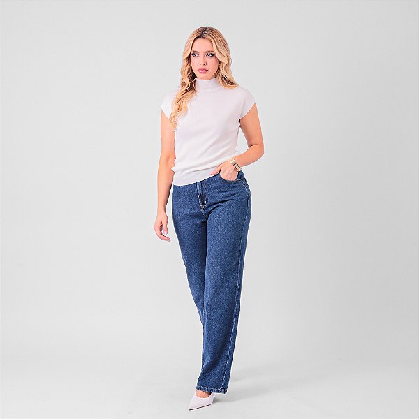 Calça Jeans Reta Cinco Bolsos Feminina
