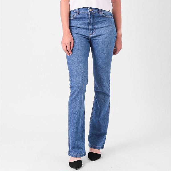 Calça Jeans Boot Cut Estonada Com Elastano Feminina