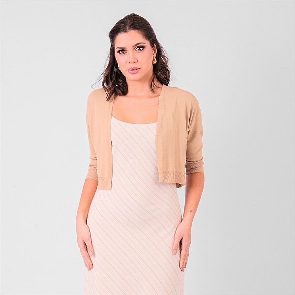 Cardigan Tricot Manga 7/8 Feminino