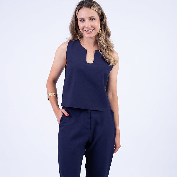 Blusa Sem Manga Decote Gota Feminina