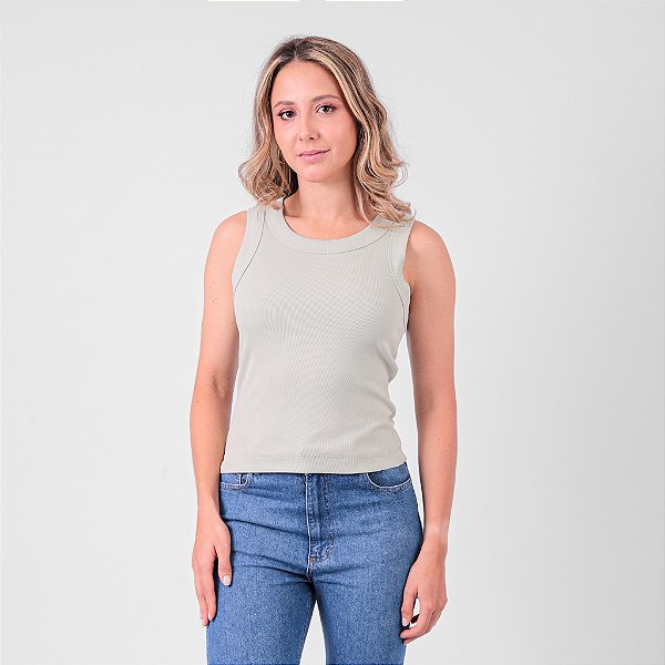 Regata Básica Viscose Com Viés Feminina