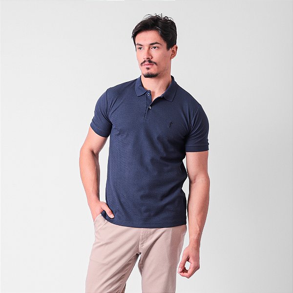 Polo Texturizada Com Detalhe Em Contraste Masculina