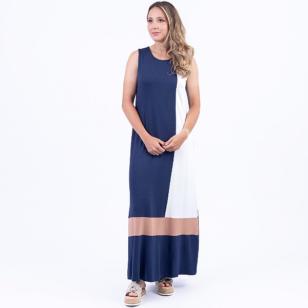 Vestido Midi Em Moletinho Com Recortes Coloridos Feminino