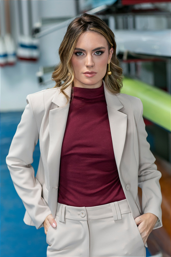 Blazer Alfaiataria Em Crepe Com Lapelas Feminino
