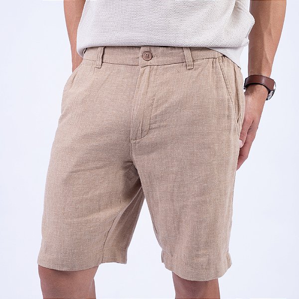 Bermuda Alfaiataria Em Linho Com Bolsos Masculina