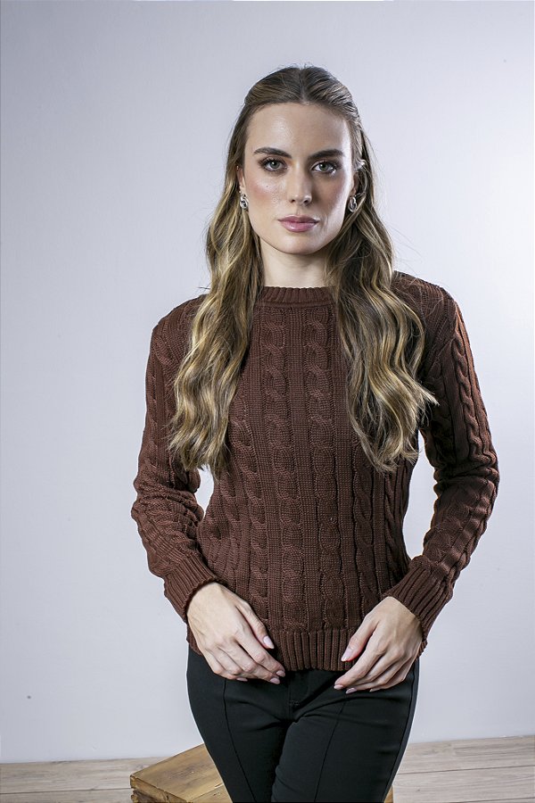 Blusa Tricot com Tranças Feminina