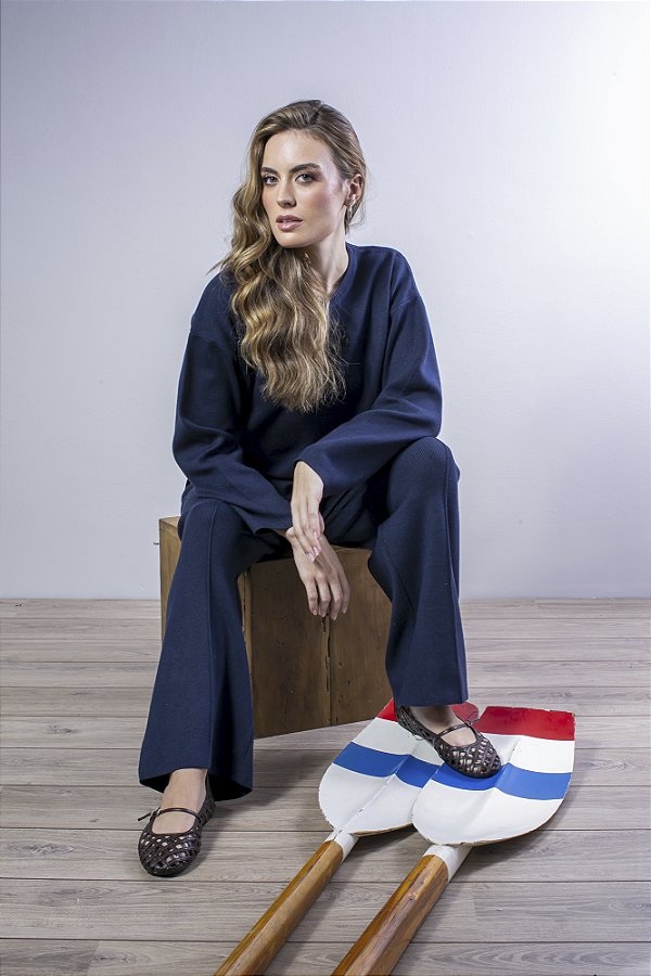 Blusa Tricot Mullet Feminina Gola Redonda