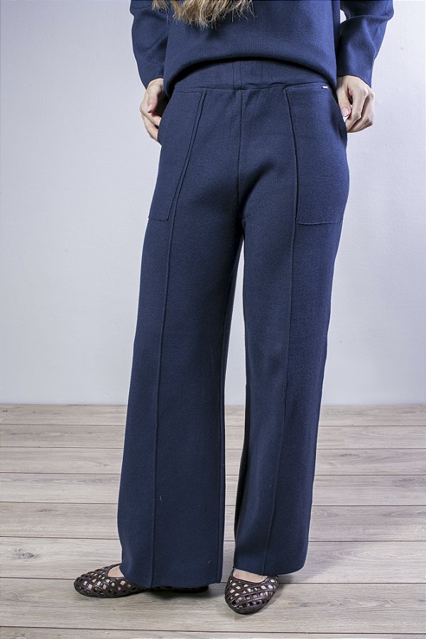 Calça Tricot Feminina Reta com Bolso