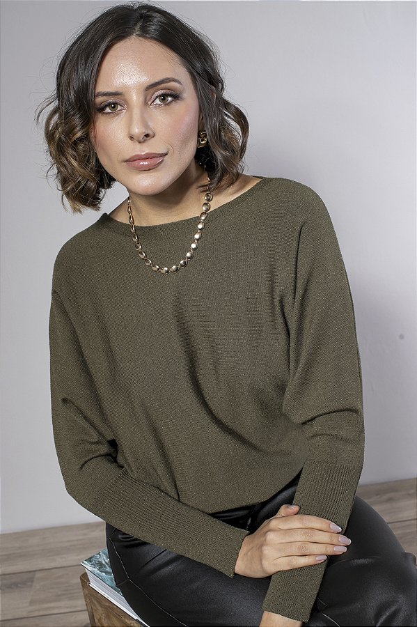 Blusa Tricot Feminina Ampla Manga Morcego