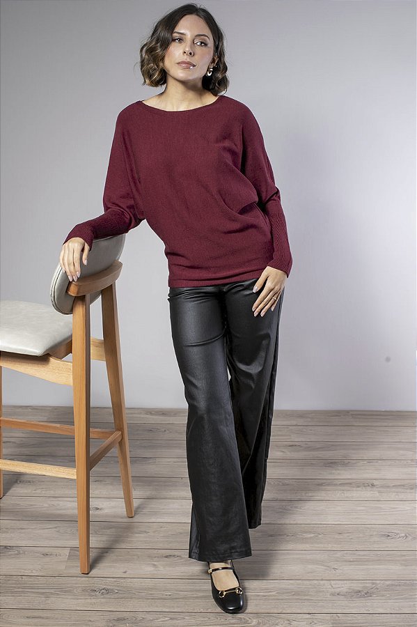 Blusa Tricot Feminina Ampla Manga Morcego