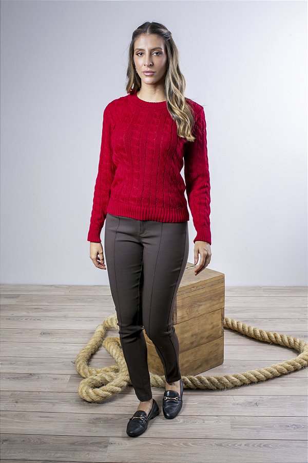 Calça Skinny Feminina em Sarja com Elastano e Bolsos
