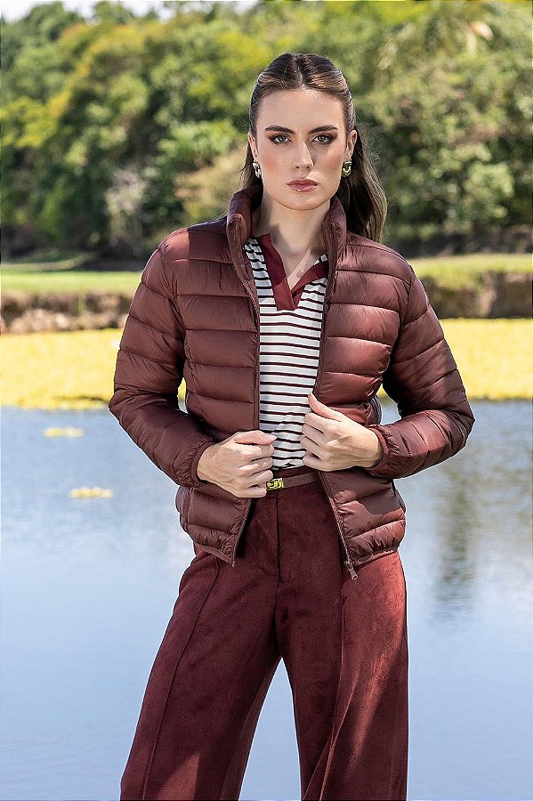 Jaqueta Puffer Feminina com Bolsos