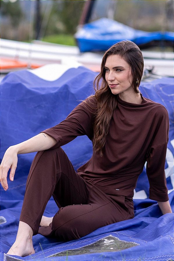 Blusa Feminina Manga 7/8 com Franzido Lateral