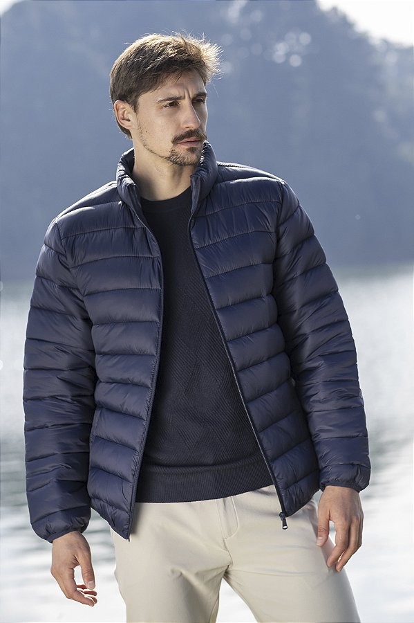 Jaqueta Puffer Masculina com Bolsos