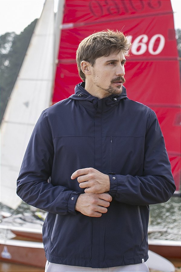 Jaqueta Corta-Vento Masculina Impermeável com Forro Térmico e Capuz