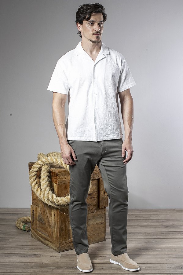 Calça Masculina Slim Conforto Com Cordão Interno