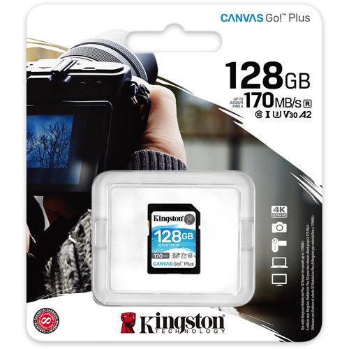 Cartão de Memória Kingston SD 128GB 170MBs