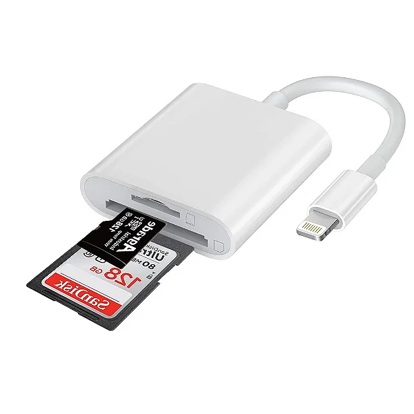 Leitor de Cartão de Mémoria SD/Micro SD  p/ Iphone entrada Lighting