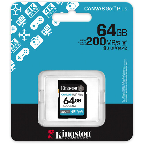 Cartão de Memória Kingston Canvas Go! Plus 64GB 200mbs UHS-I SDXC