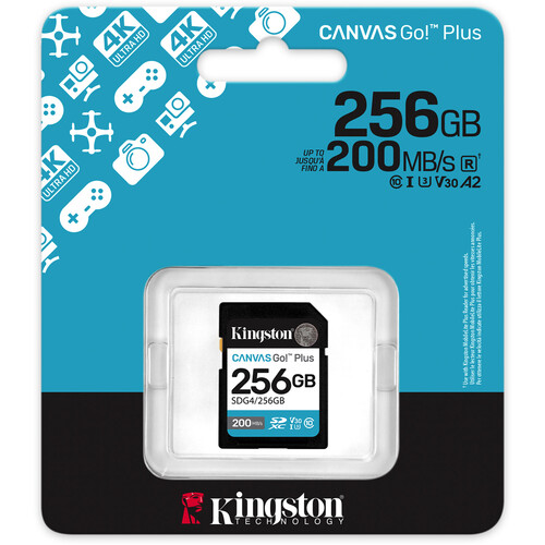 Cartão de Memória Kingston Canvas Go! Plus 256GB 200mbs UHS-I SDXC