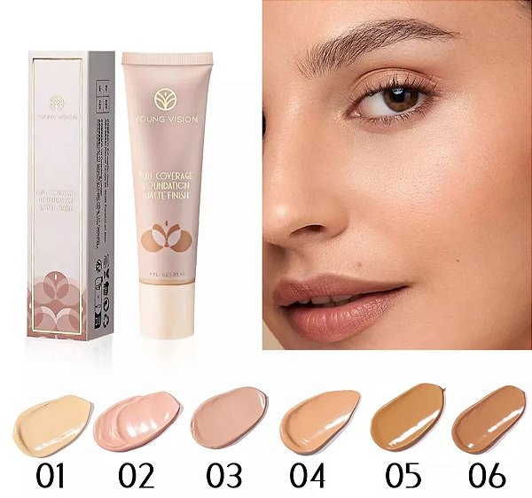 Base full coverage foundation matte finish 30g Alta Cobertura - Escolha a cor