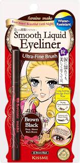 Delineador ponta extra fina japonesa Kiss Me - cor marrom preta