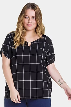 Blusa Rosa Plus Size Viscose