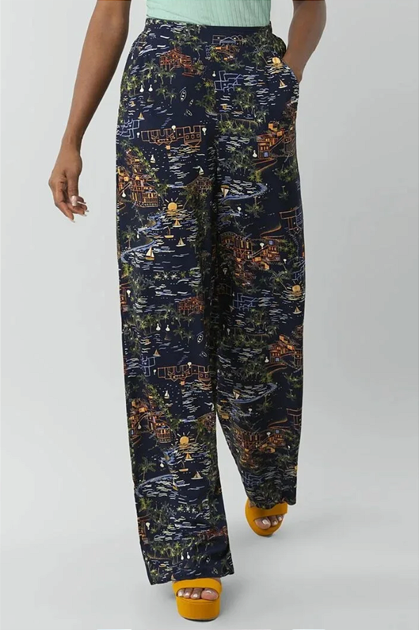 Calça Tecido Rayon Bali Marinho