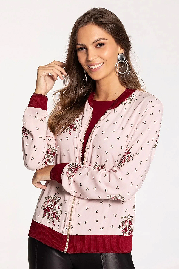 Jaqueta Bomber Floral Tecido Rayon Bali