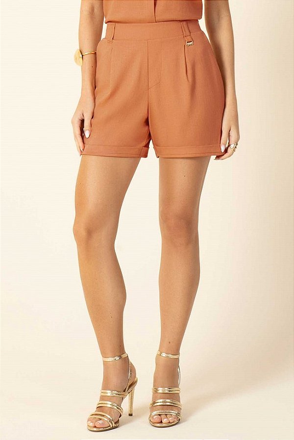SHORT FEMININO CLÁSSICO DE CINTURA ALTA GRIS