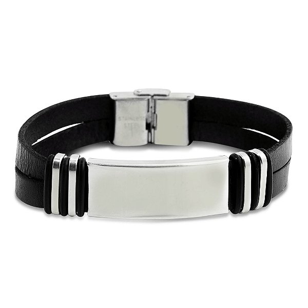 Pulseira de couro Black Piano