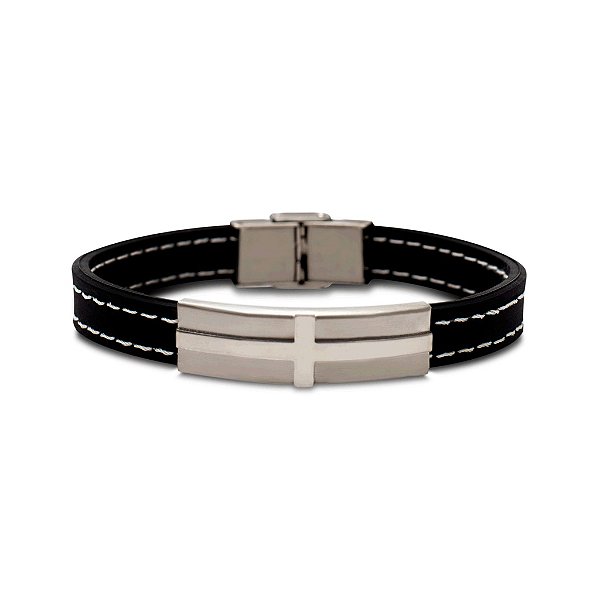 Pulseira de silicone medieval com cruz vintage