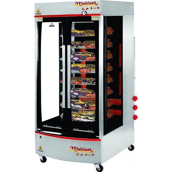 ASSADOR GIRATÓRIO A GÁS 8 GRELHAS 128KG 220V