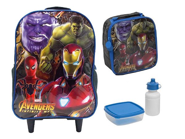 Mochila de Rodinha e Lancheira Infantil Marvel Vingadores - Xeryus