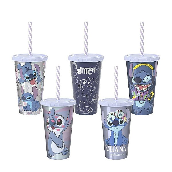 Copo Stitch com Tampa Ludica 500 ml Exclusivo Disney